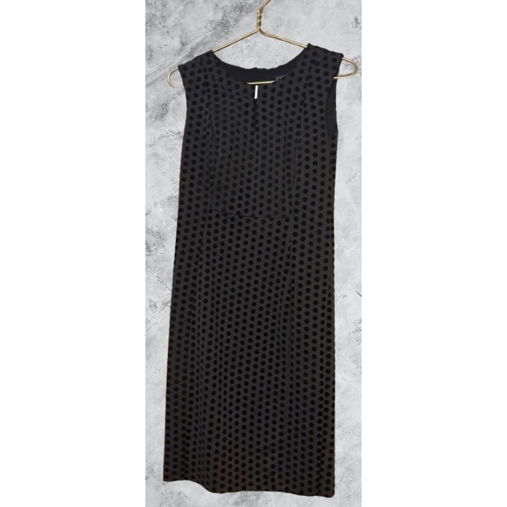 Enfocus Studio Womens Grey Black Polka Dot Sheath Dress Size 6 Sleeveless 12093